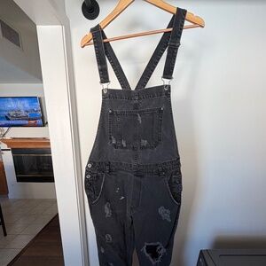Zara distressed overalls